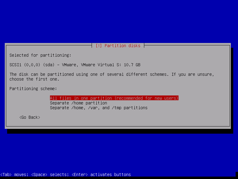 انتخاب نوع پارتیشنینگ در هنگام نصب نسخه Debian سیستم تلفنی 3CX
